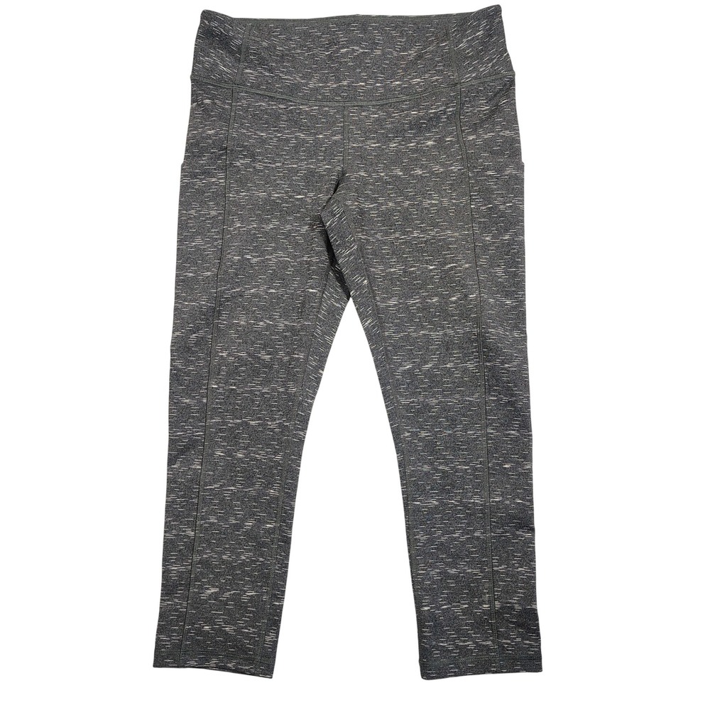 Lucy Leggings‎ Womens Medium Gray Space Dye Cropped Side Pocket Performance Knit
